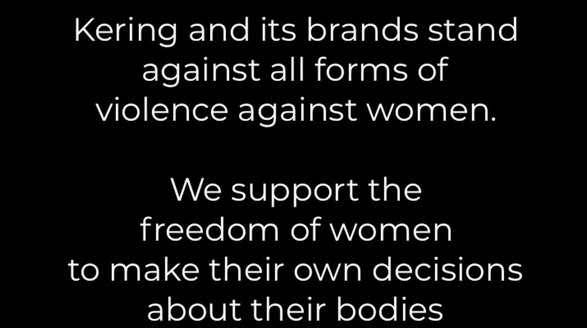 開云集團公開表態: #Kering For Women宣言,和女性身體自主權站同一陣線!