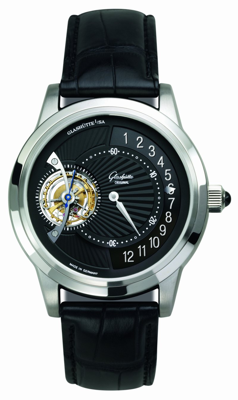 經典的重現  格拉蘇蒂（Glashutte）鉑金三針一線逆跳陀飛輪，全球限量100支